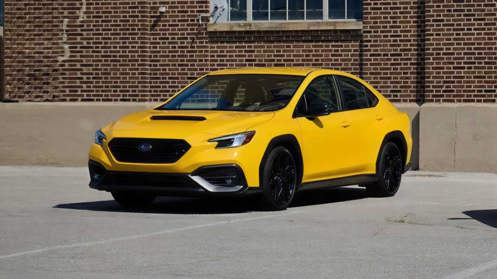 2026 Subaru WRX tS Series.Yellow front third quarter view