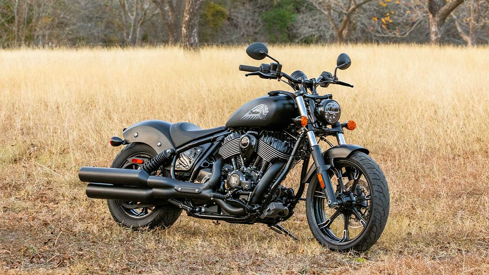 2026 Indian Chief parked by a field, static front quarter shot