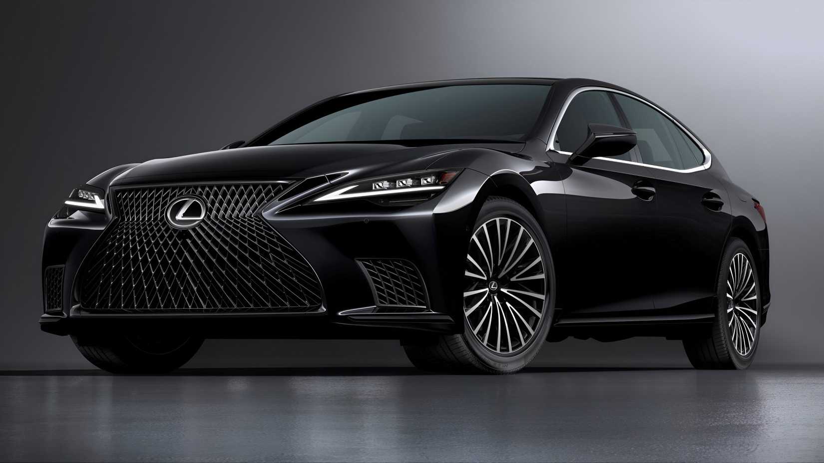 2026 Lexus LS 500 AWD Heritag Edition in black front third quarter view