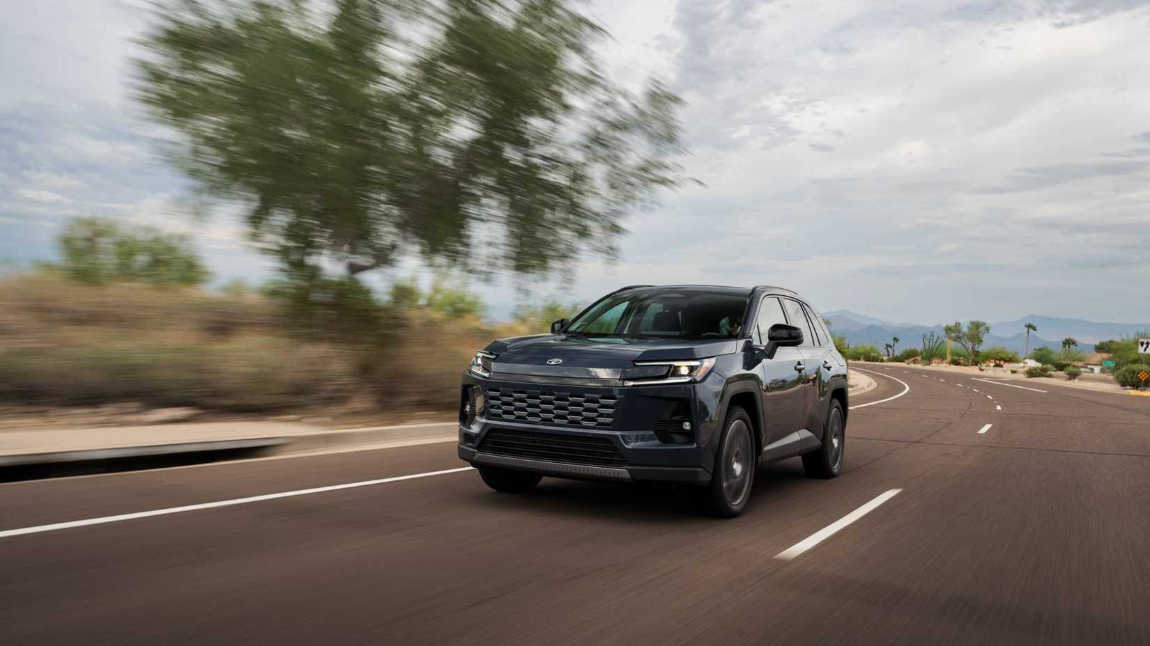 Dynamic shot of a 2026 Toyota RAV4 Hybrid Limited