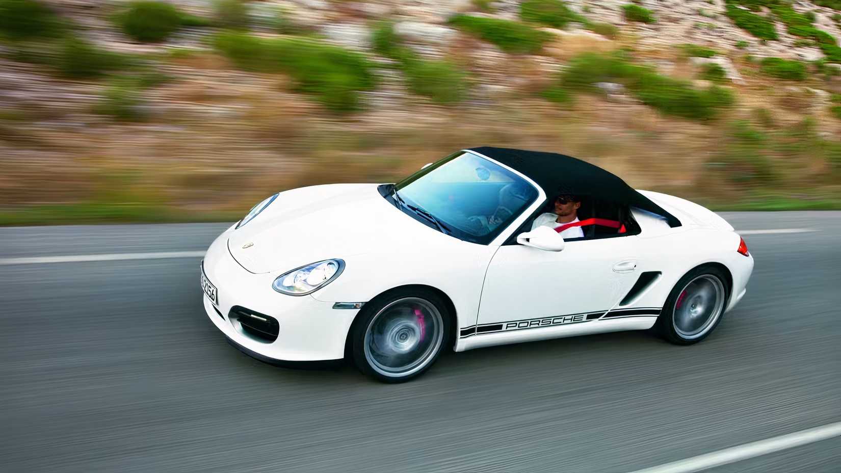 2010 Porsche Boxster Spyder front driving shot