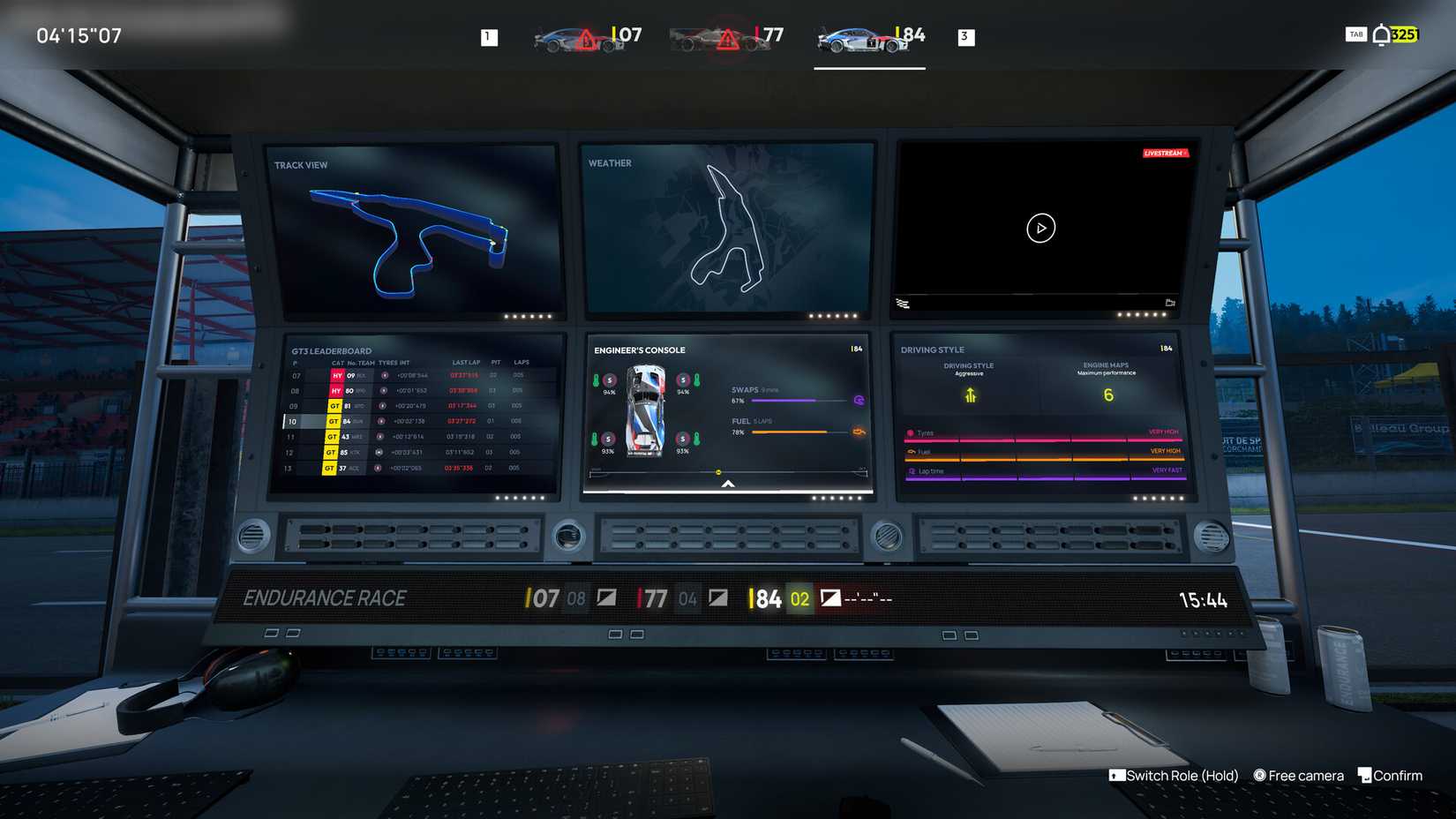 Endurance Motorsports Series in-game action as a race engineer