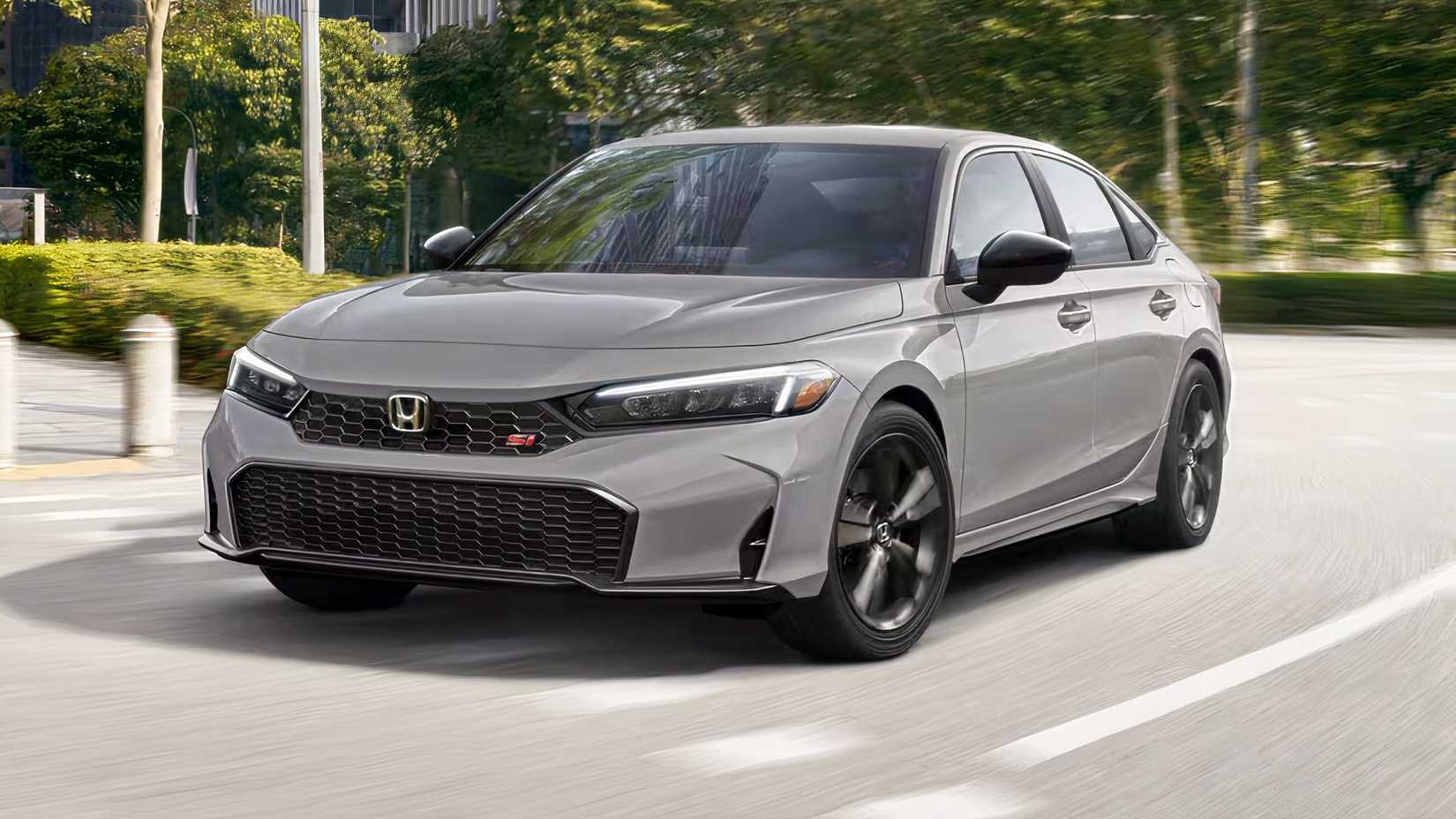 2026 Honda Civic Si in gray being driven on road
