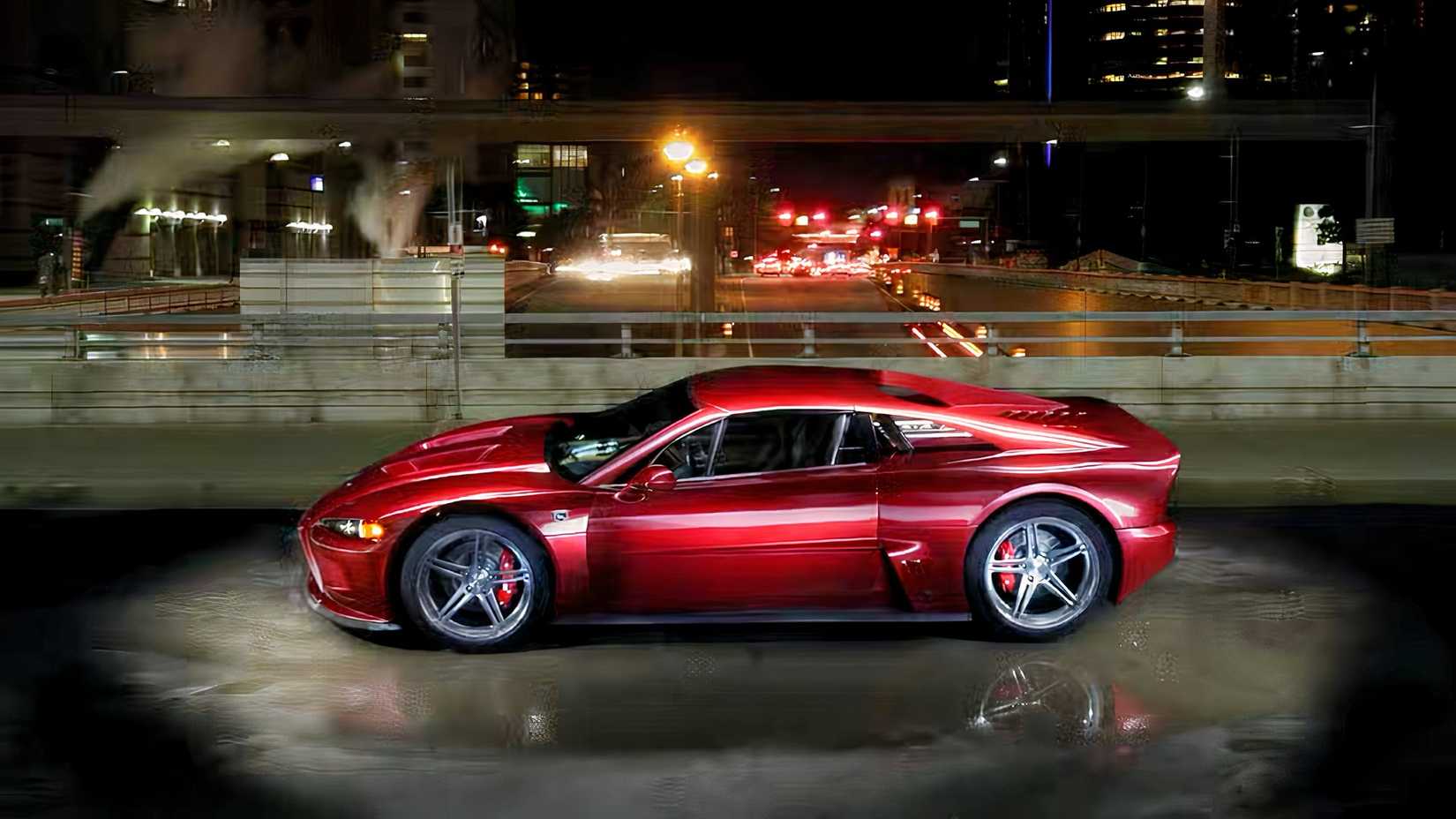 Falcon F7 in red parked
