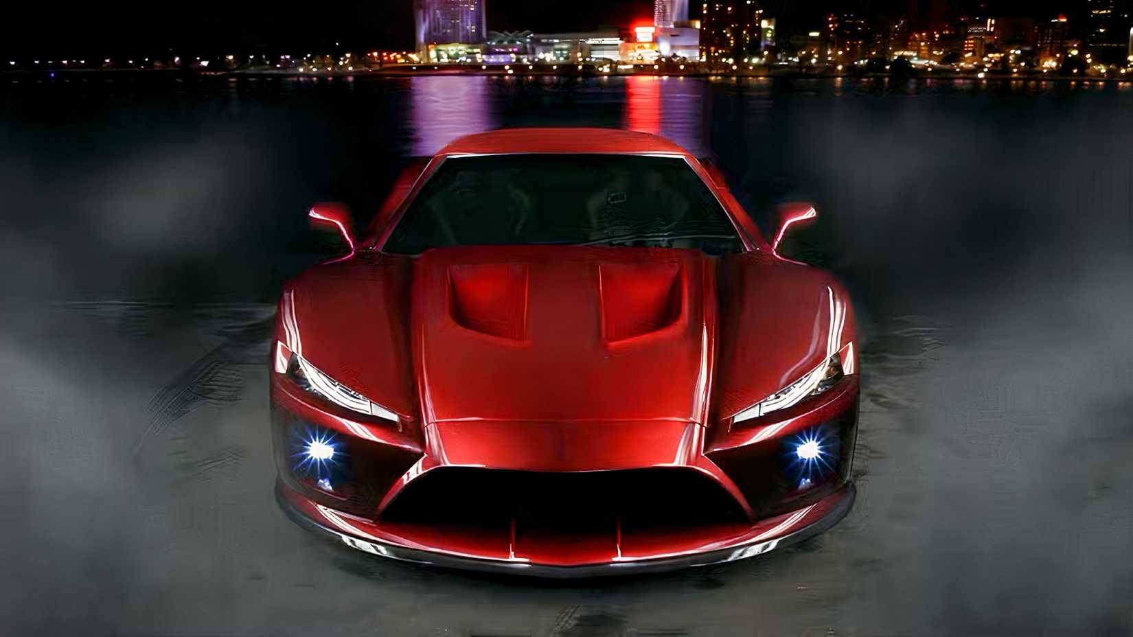 Falcon F7 in red parked