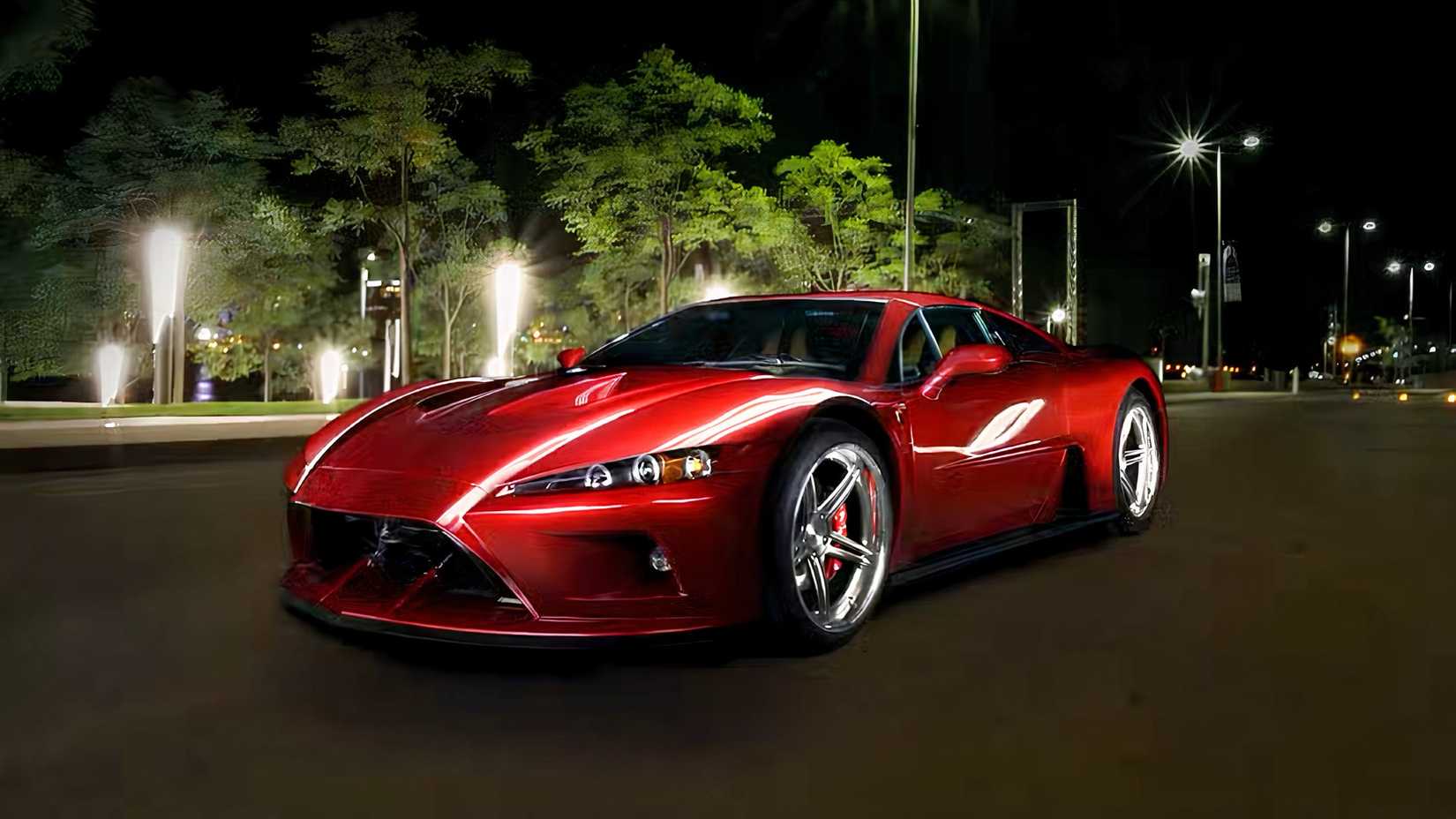 Falcon F7 in red parked