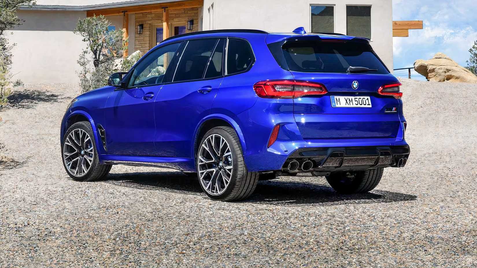 2020 BMW X5 M in blue parked