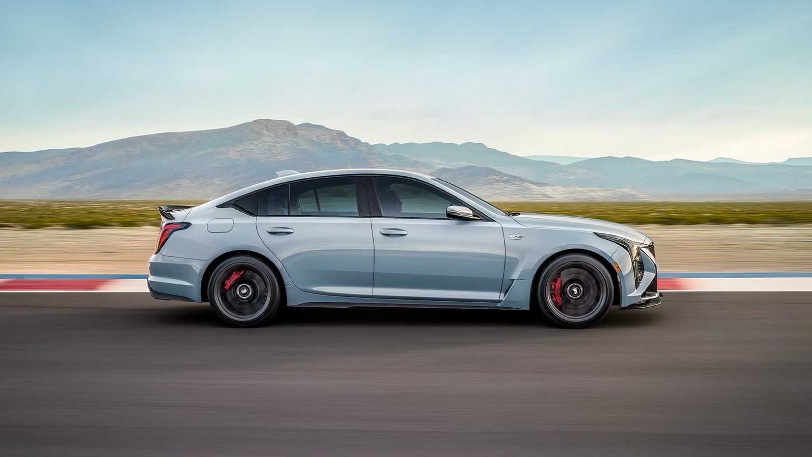 2026 Cadillac CT5-V Blackwing in blue being driven on track