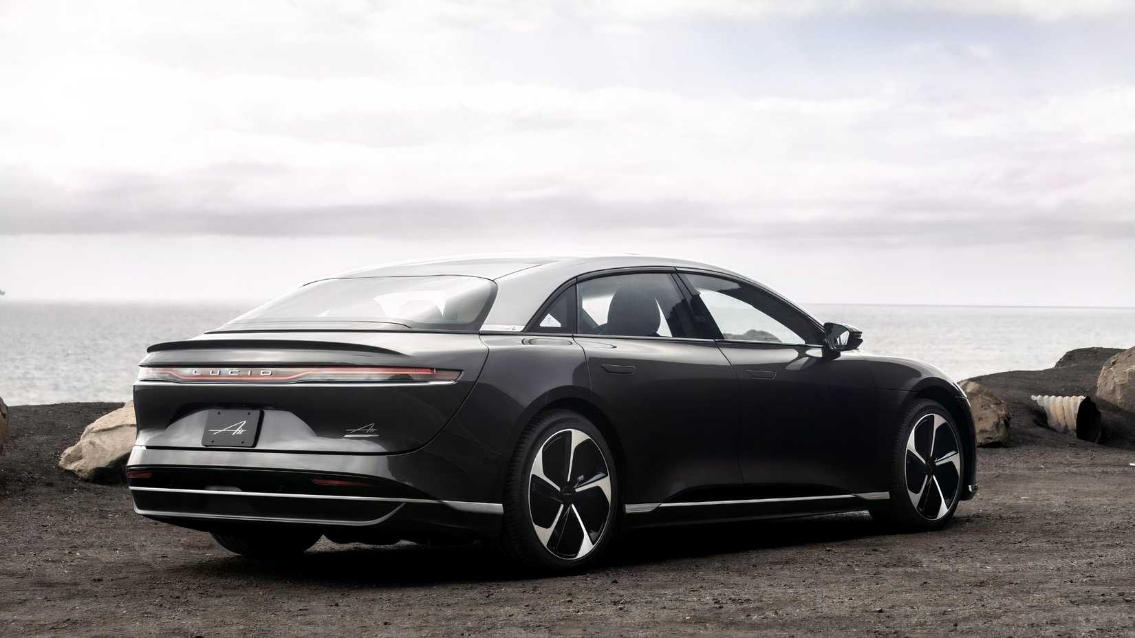 Lucid Air Touring rear 3/4 shot parked