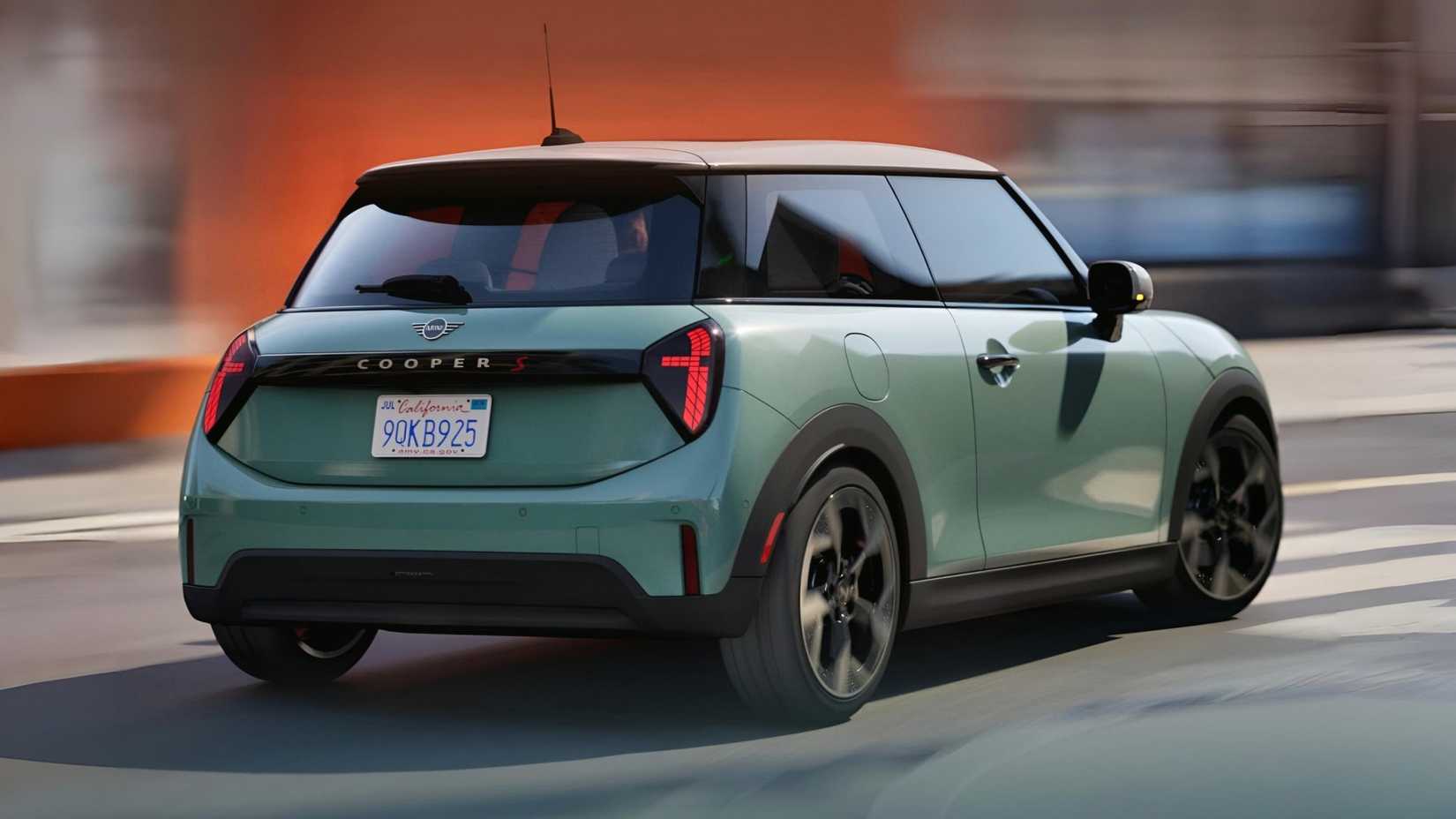 2026 Mini Cooper 2-door rear third quarter view