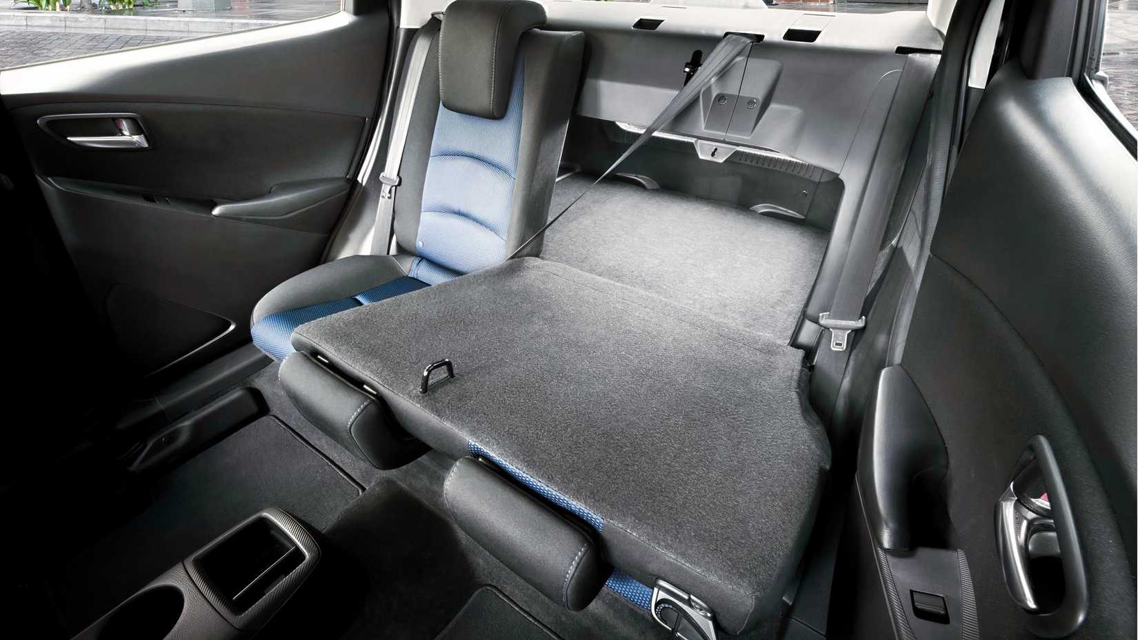 2017 Toyota Yaris Sedan interior showing rear seats and trunk