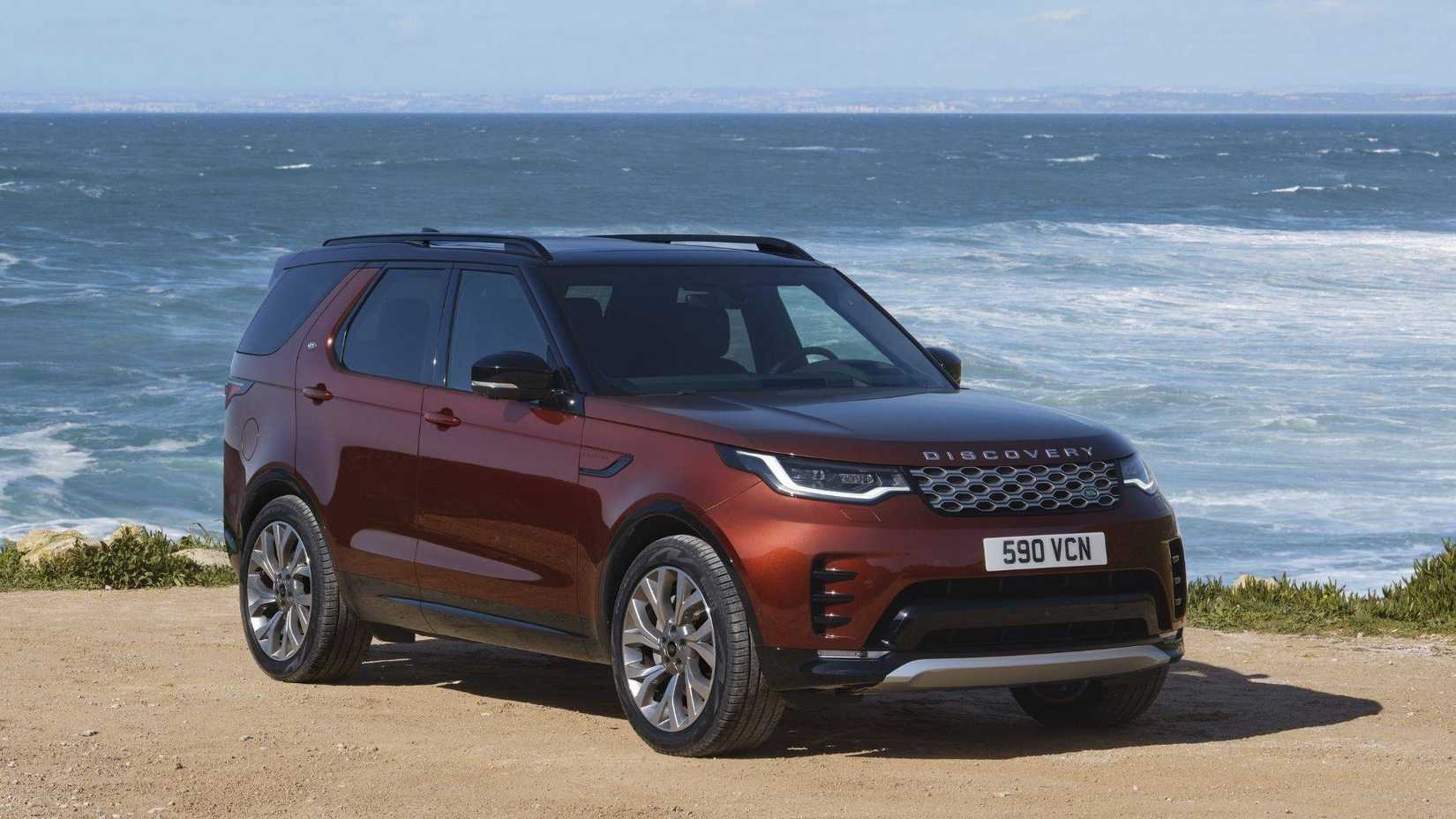2025 Land Rover Discovery in red front third quarter view