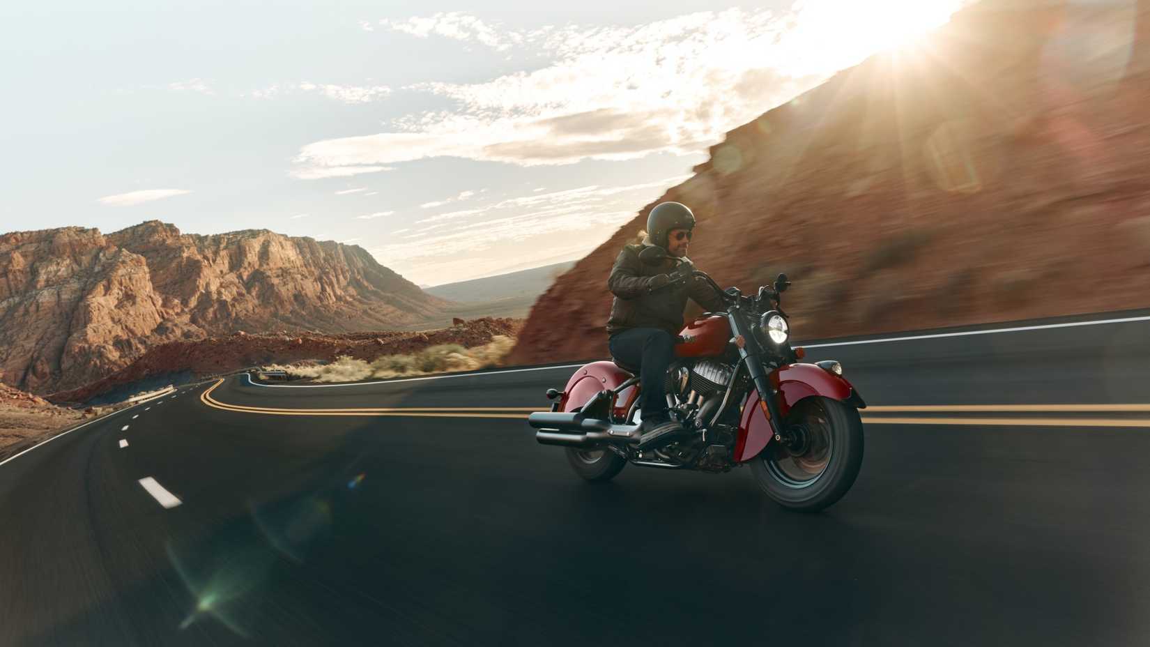 A dramatic action shot of the 2026 Indian Chief Vintage