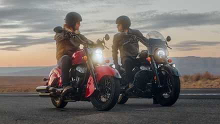A pair of riders on the 2026 Indian Chief Vintage