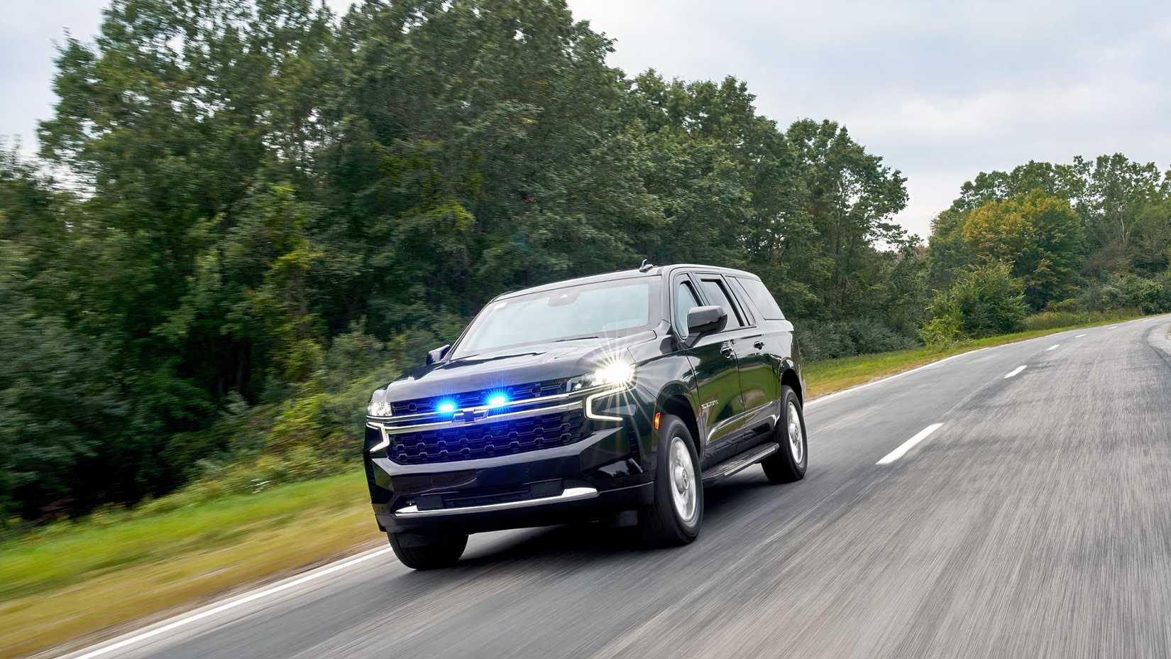 Chevrolet Suburban Shield front 3/4 driving shot