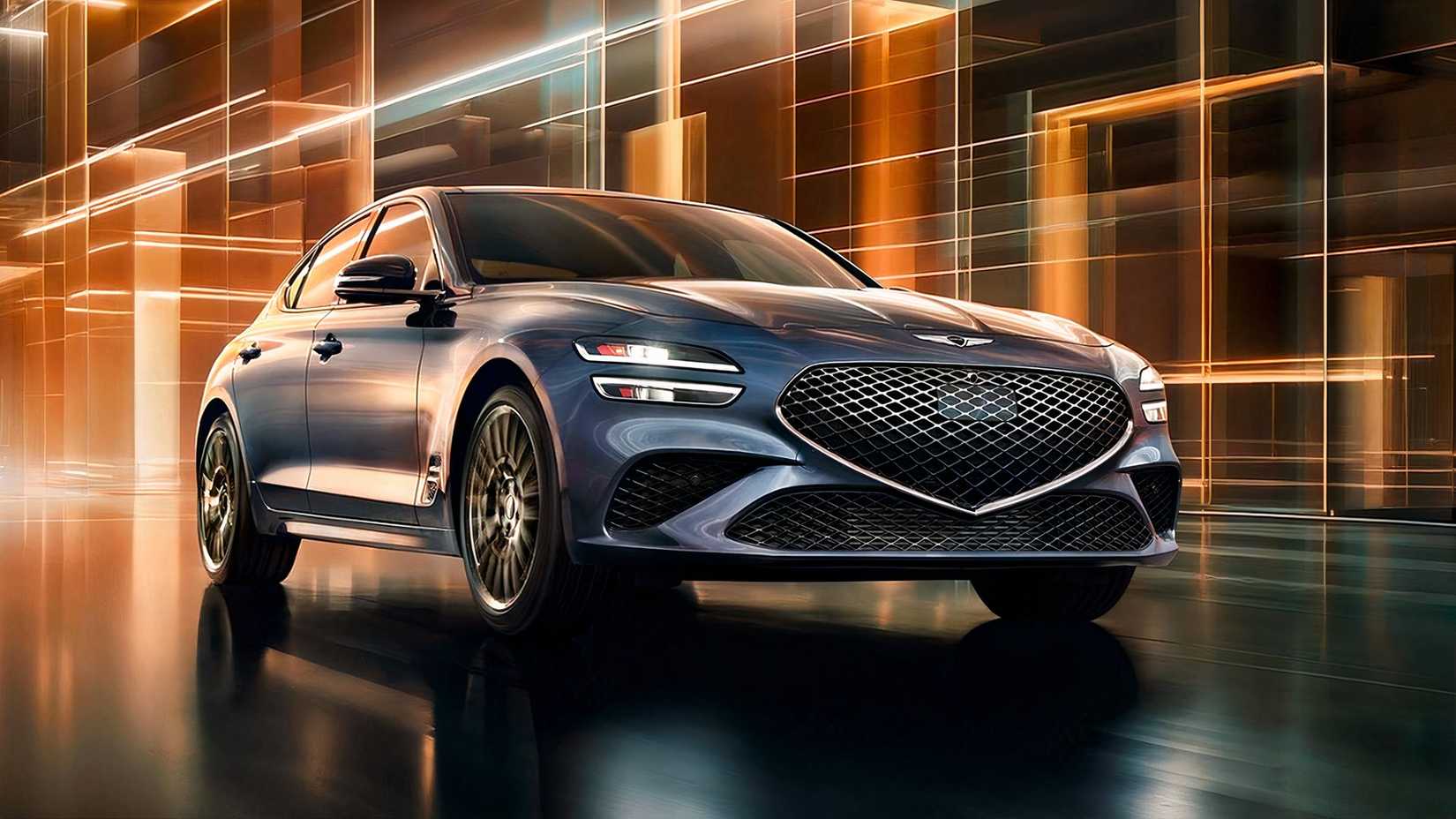 Uma bela foto de um acabamento 2026 Genesis G70 Prestige Graphite