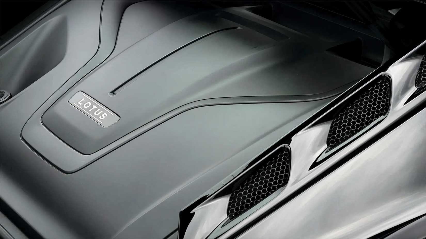 2026 Lotus Emira engine cover close-up shot