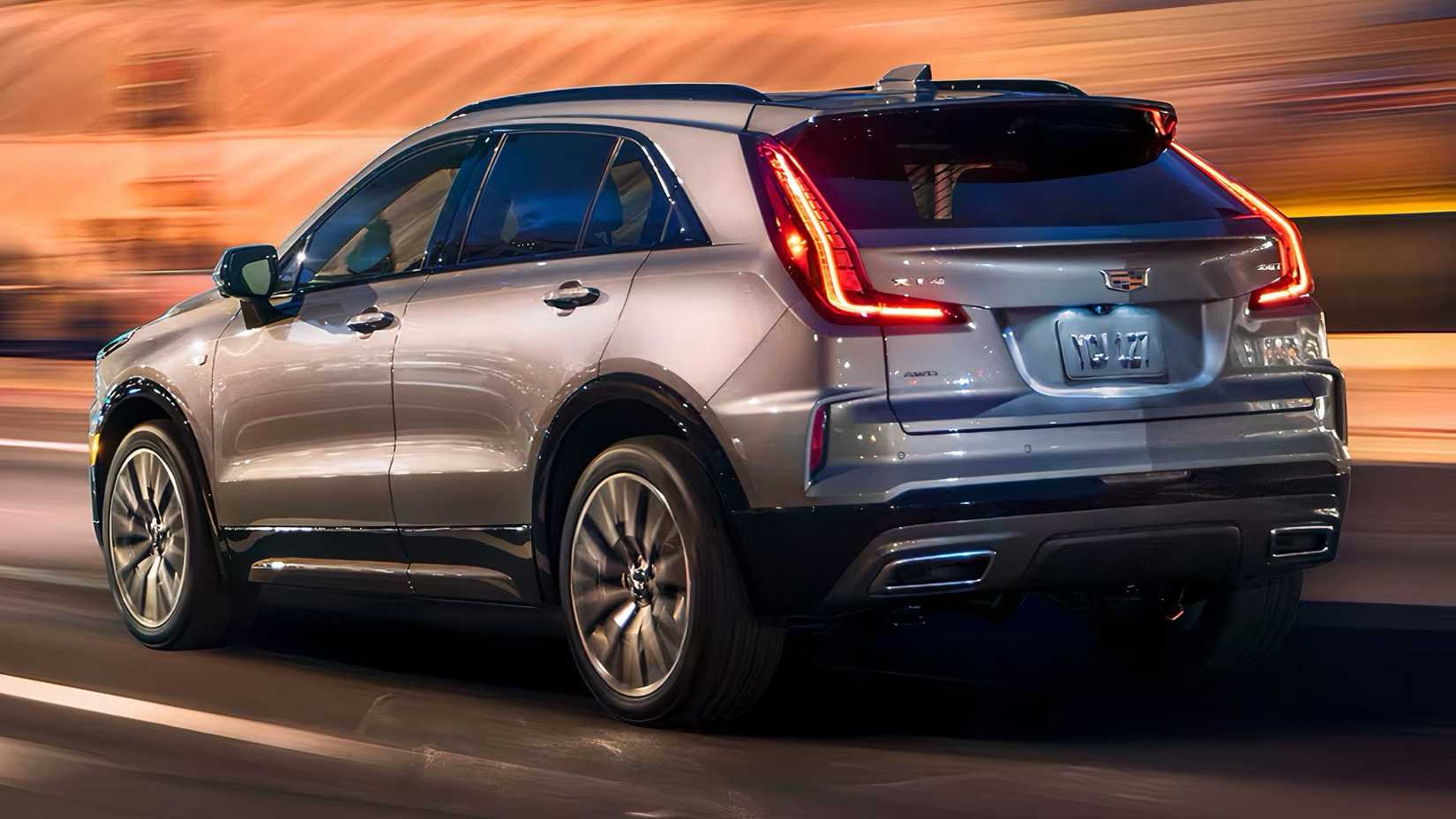 2025 Cadillac XT4 rear 3/4 action shot
