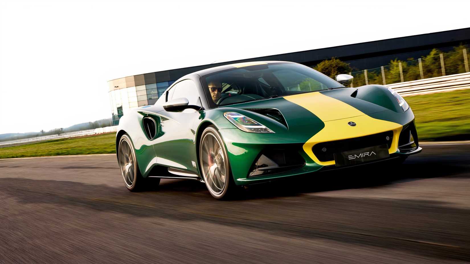 2026 Lotus Emira Jim Clark Edition front 3/4 action shot