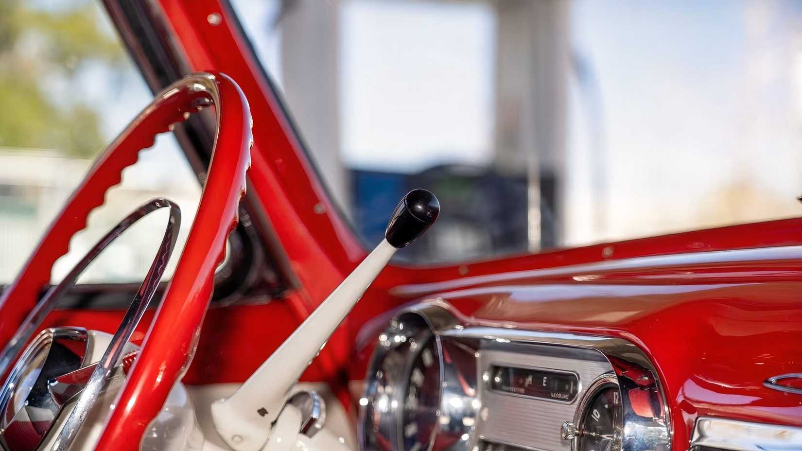 1953 Chevrolet Deluxe interior shifter closeup view