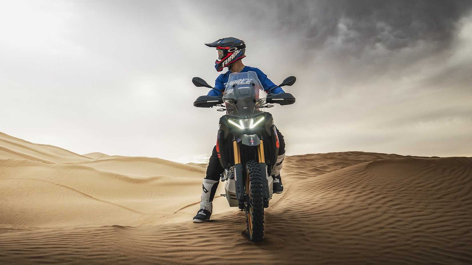 Aprilia Tuareg 660 off-road cinematic front fascia view