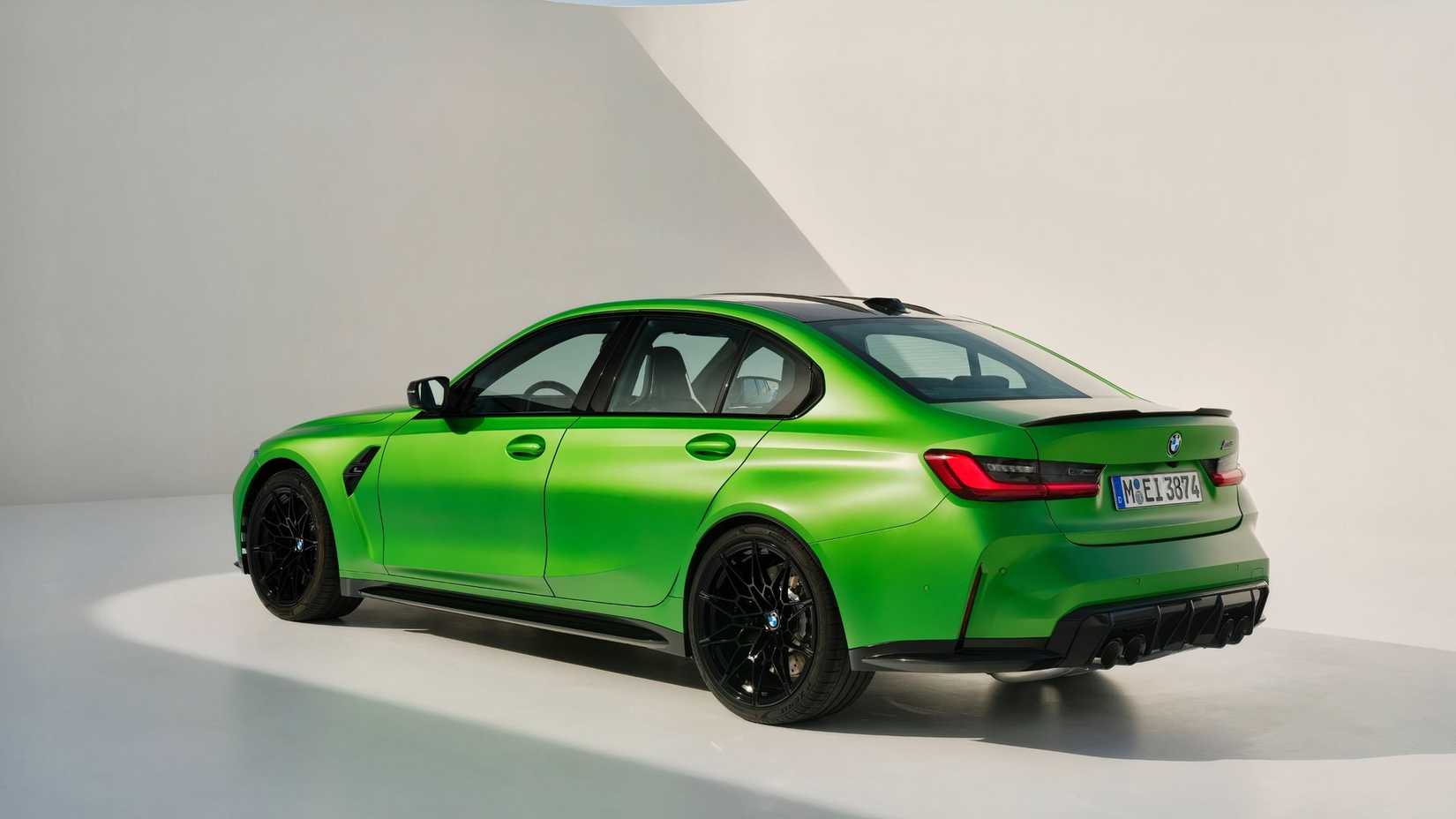 BMW M3 G80 rear 3/4 view