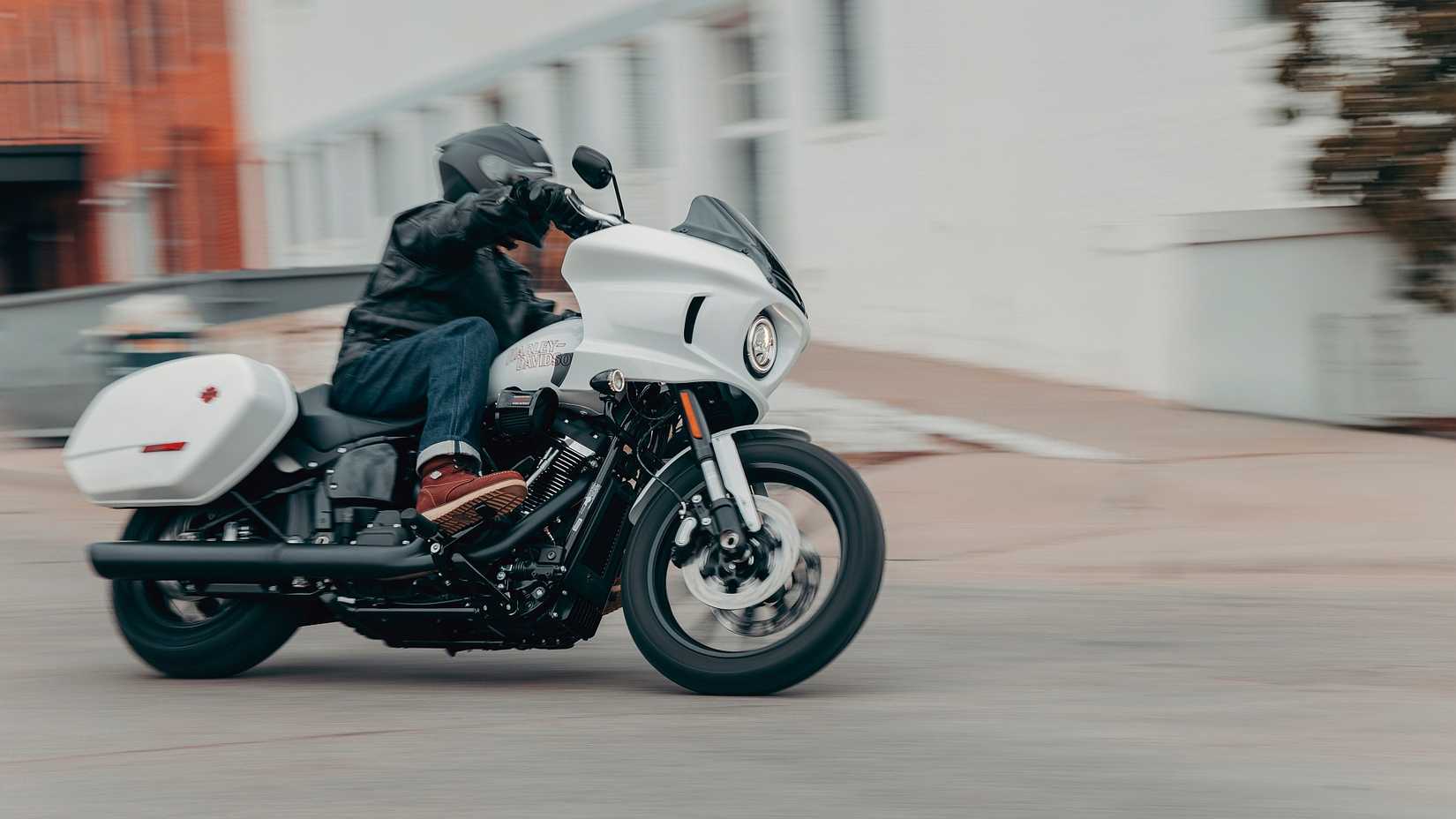 Action shot of Harley-Davidson Low Rider ST cornering