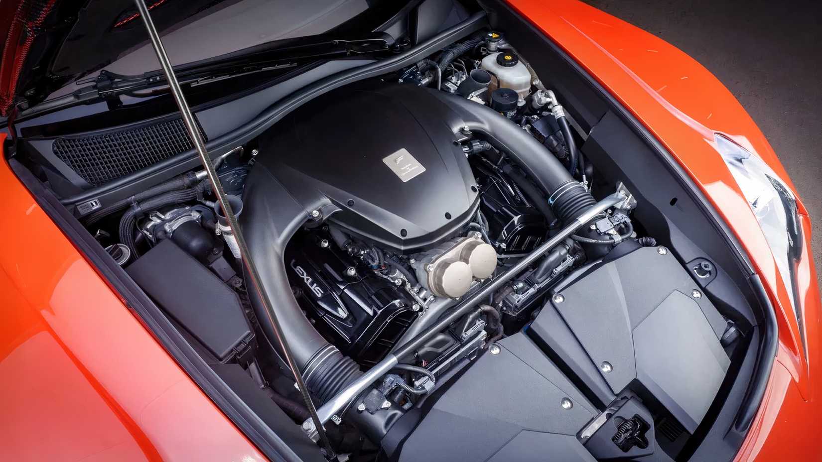 2012 Lexus LFA engine bay showing V10