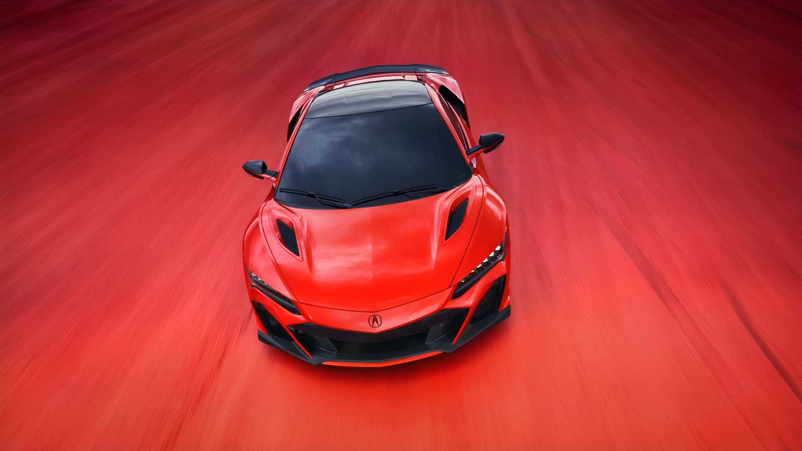 foto frontal de ariel de um 2022 Acura NSX Type S vermelho