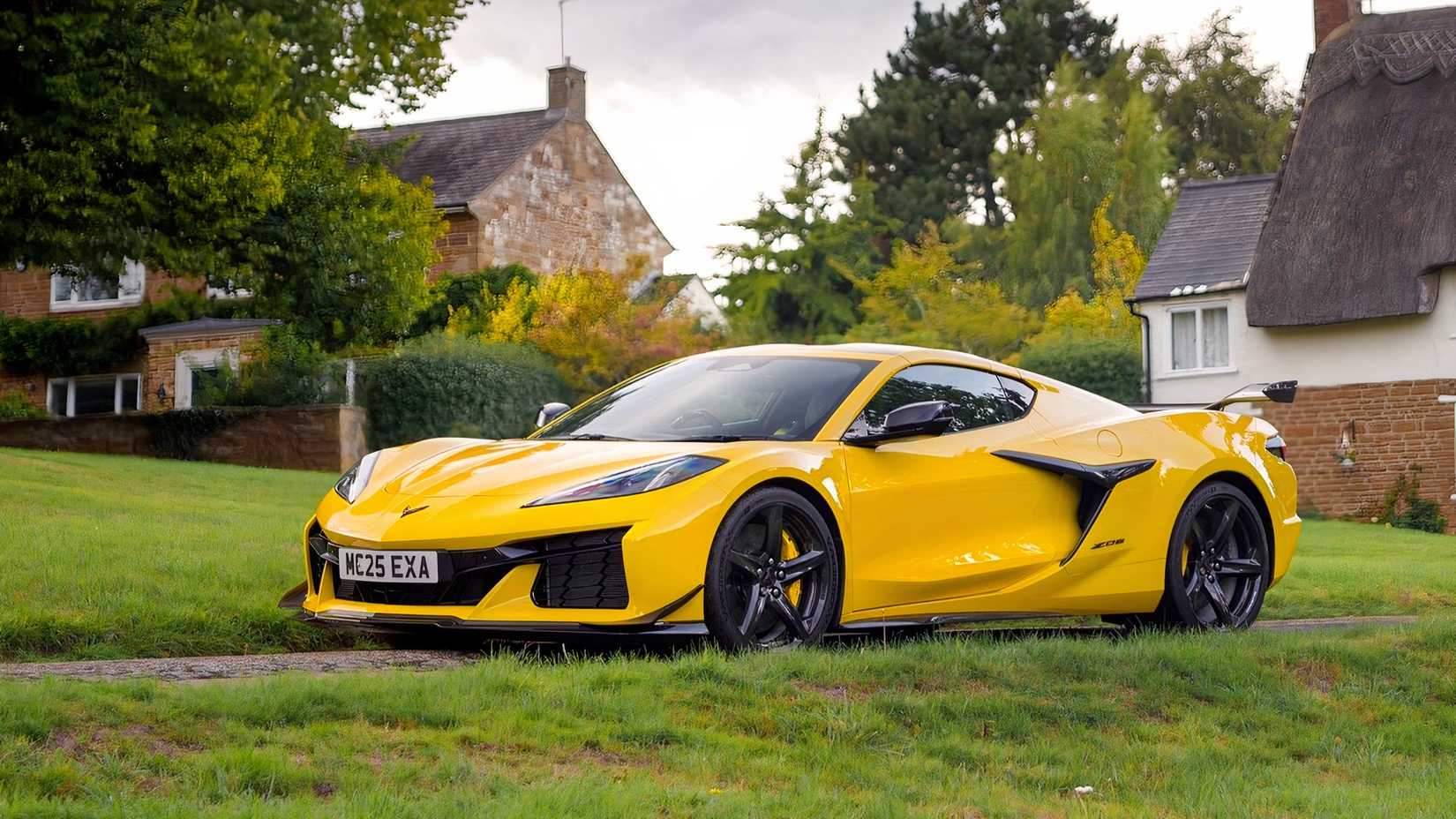 Yellow Corvette Z06 RHD front-quarter