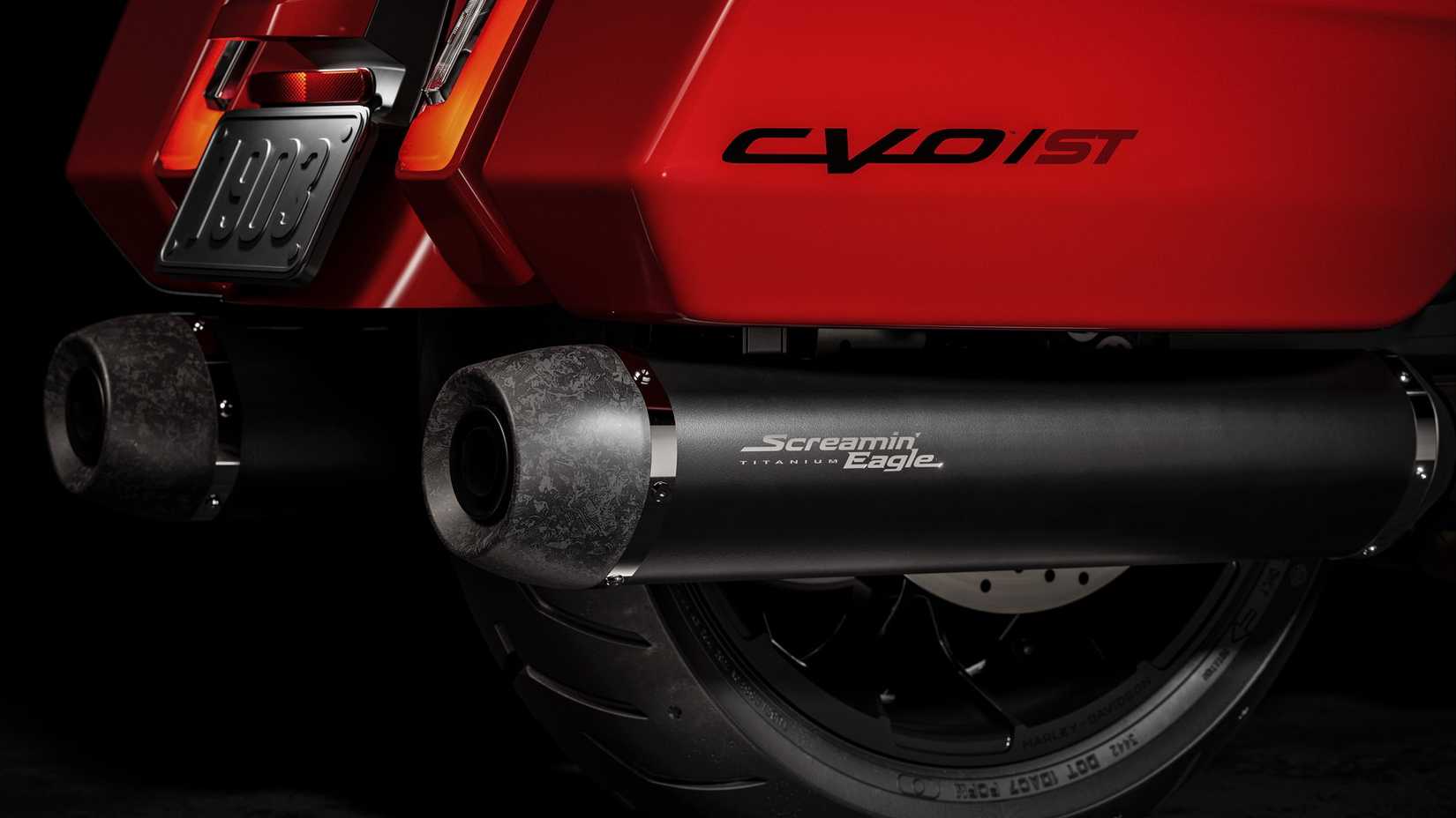 2026 Harley-Davidson CVO Road Glide ST's exhaust in detail