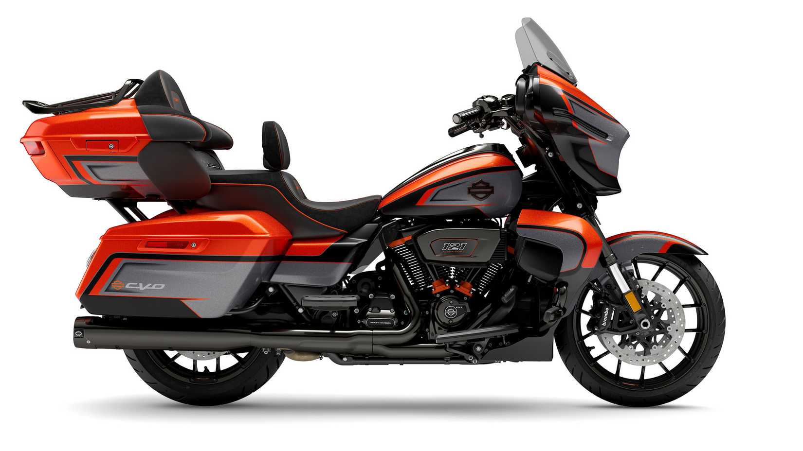 2026 Harley-Davidson CVO Street Glide Limited foto de estúdio em colorway laranja