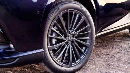 Close-up shot of a 2026 Lexus RX's wheel