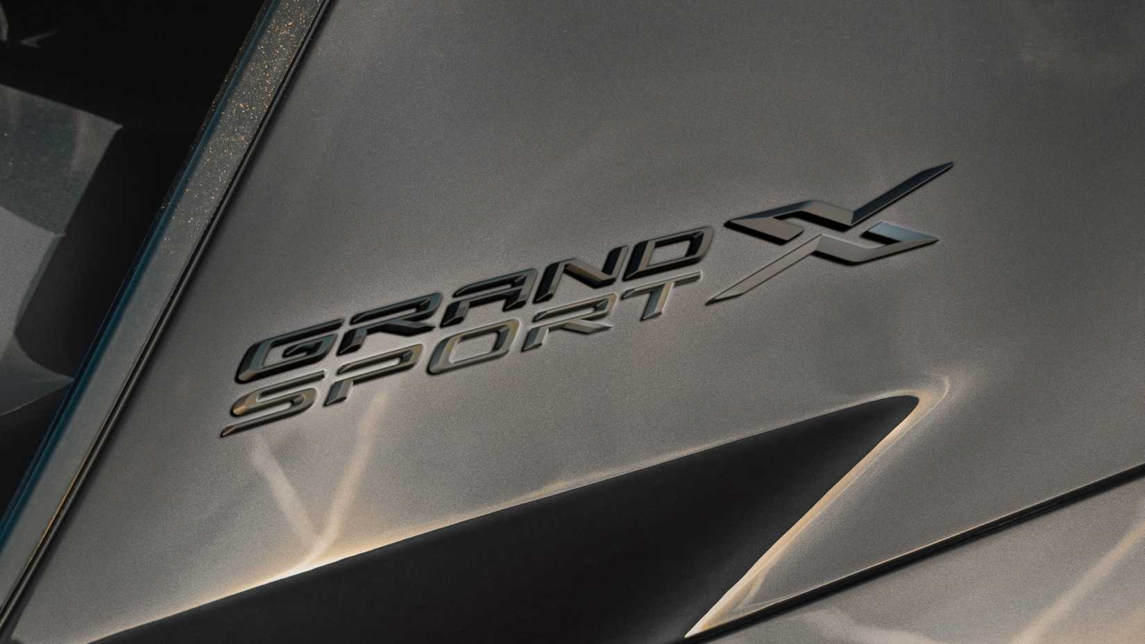 Close up view of the Grand Sport X badge on the 2027 Chevrolet Corvette Grand Sport