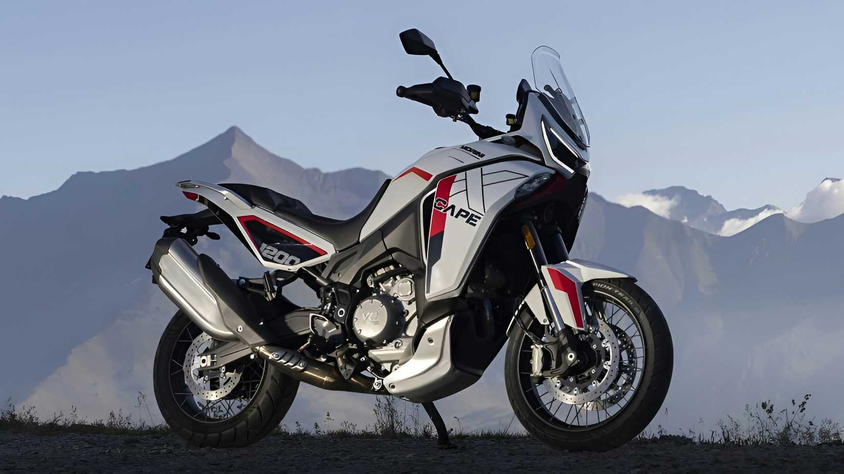 2026 Moto Morini X-Cape 1200 ADV in white front third quarter view