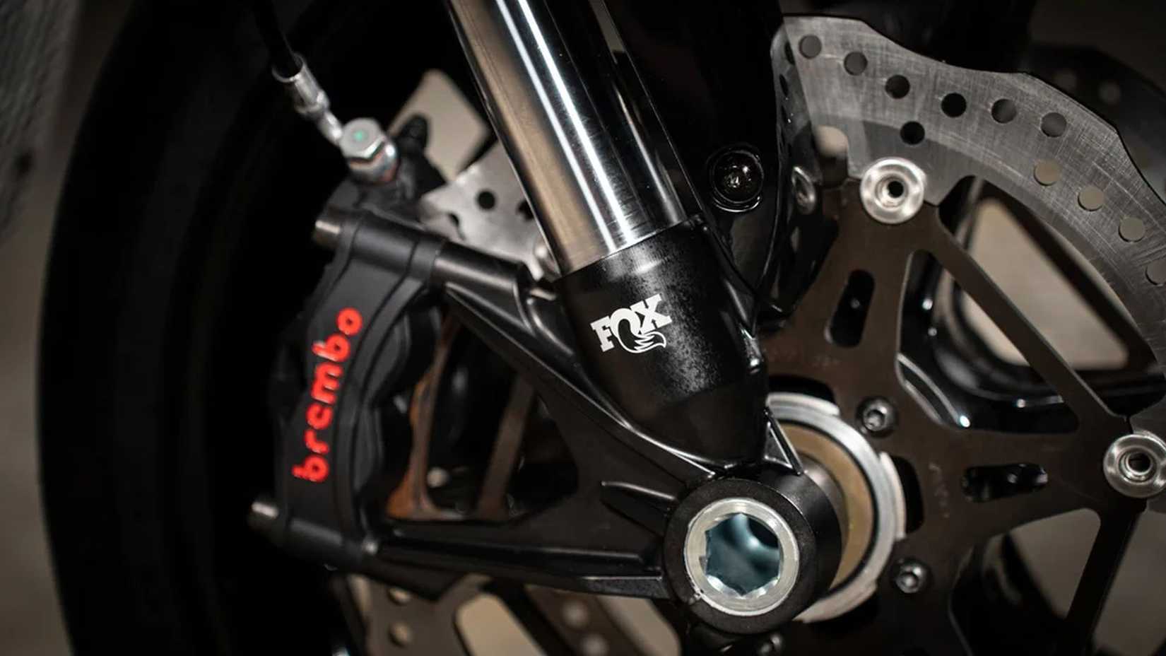 Close up shot of the brakes of the Buell Super Cruiser