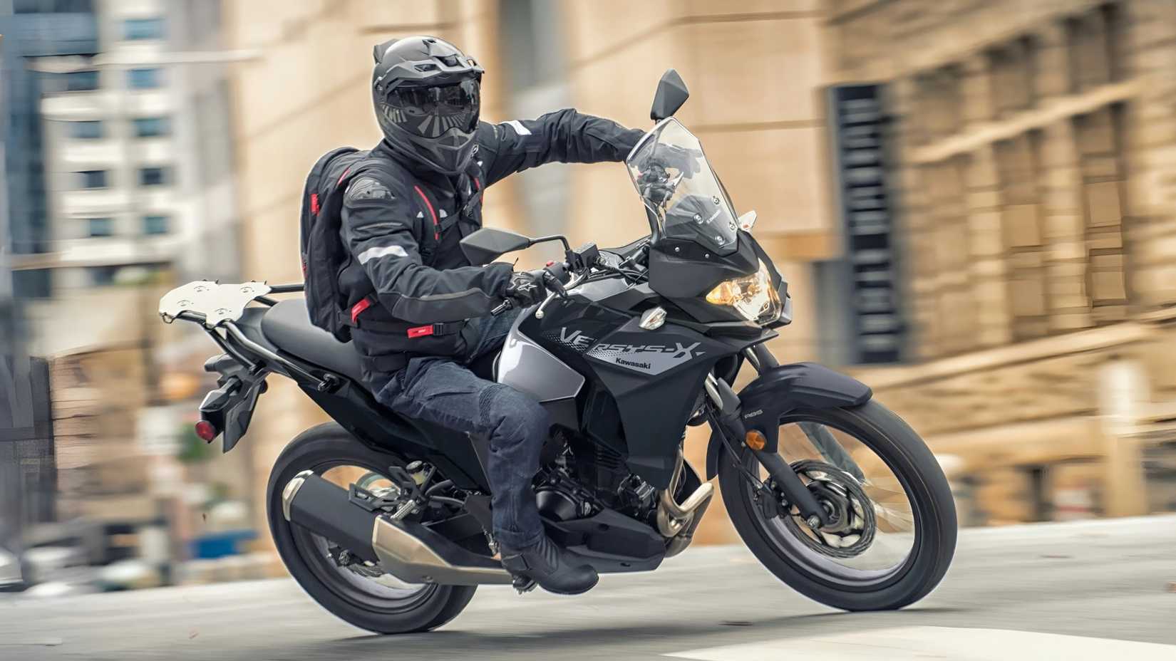 2026 Kawasaki Versys-X 300 cornering on city roads