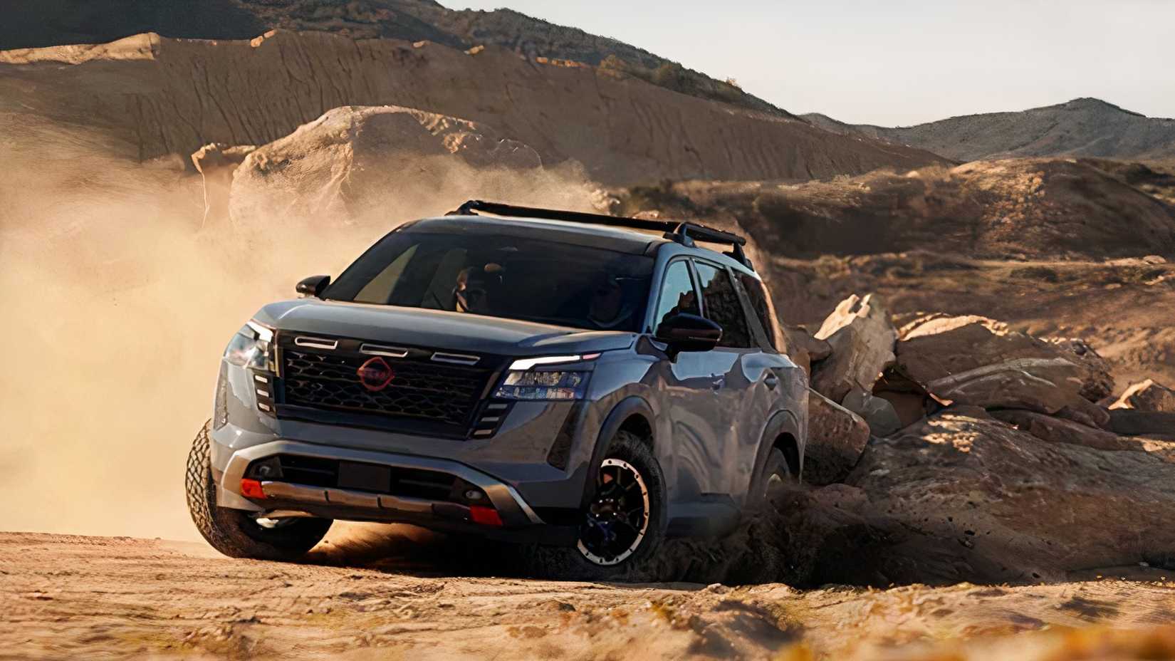 2026 Nissan Pathfinder Rock Creek front 3/4 action