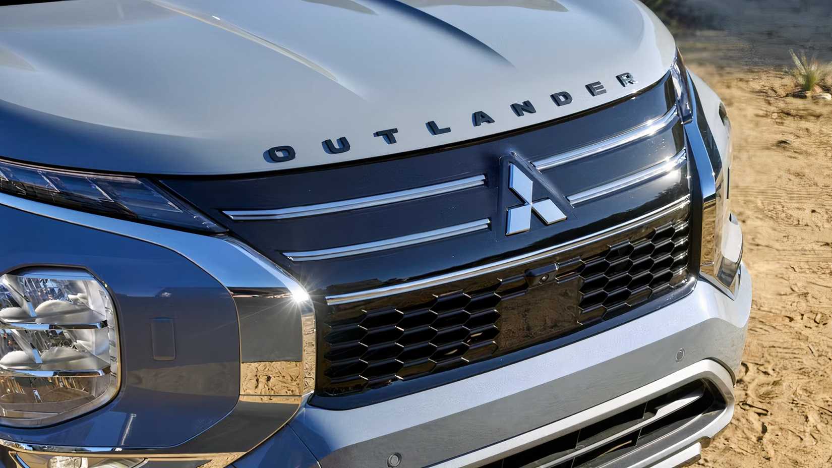 Close-up shot of a 2026 Mitsubishi Outlander's front end