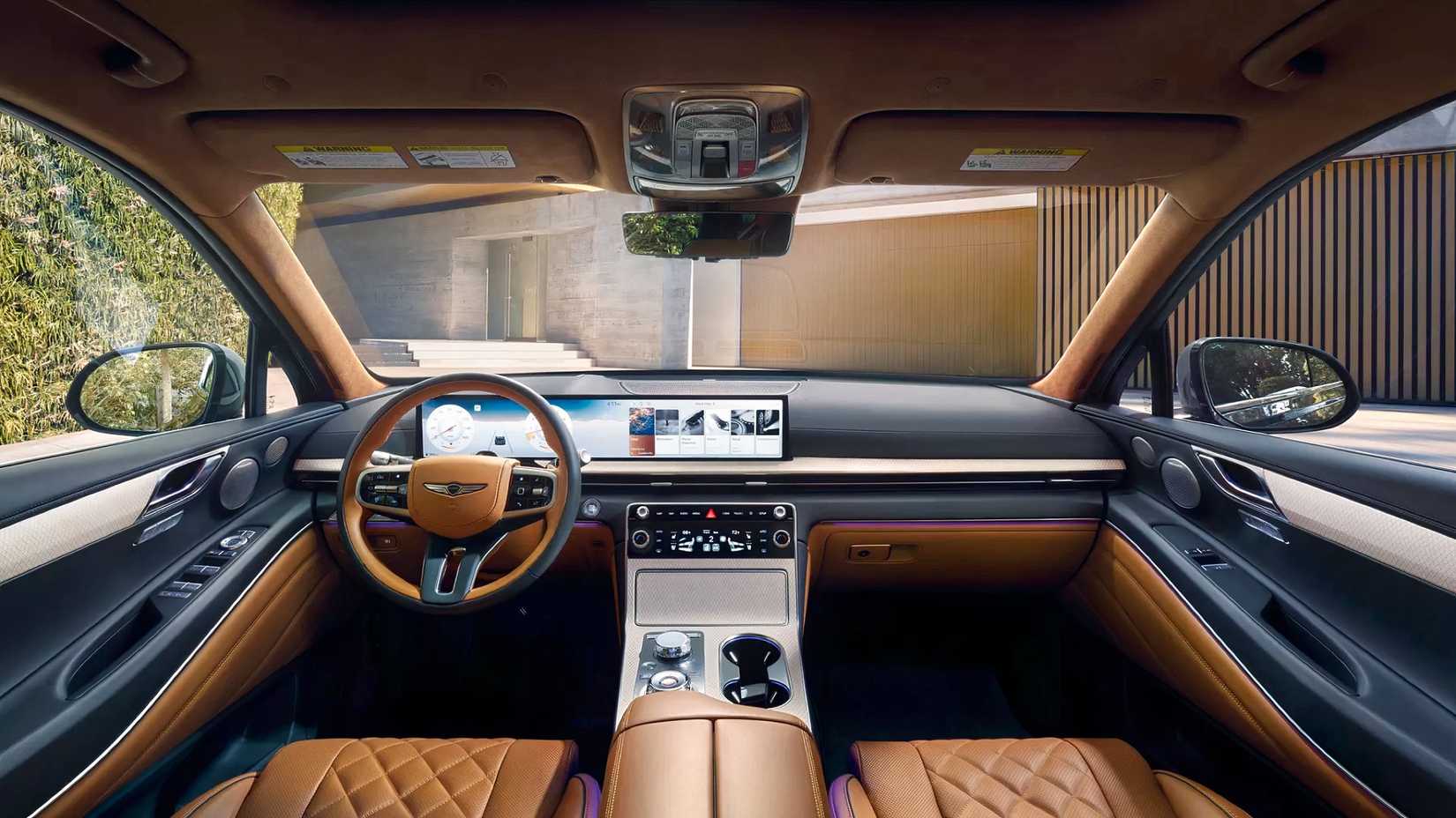 Interior do 2026 Genesis GV80 mostrando cabine frontal