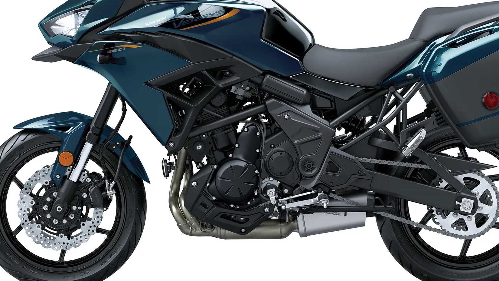 Um close do motor Kawasaki Versys 650