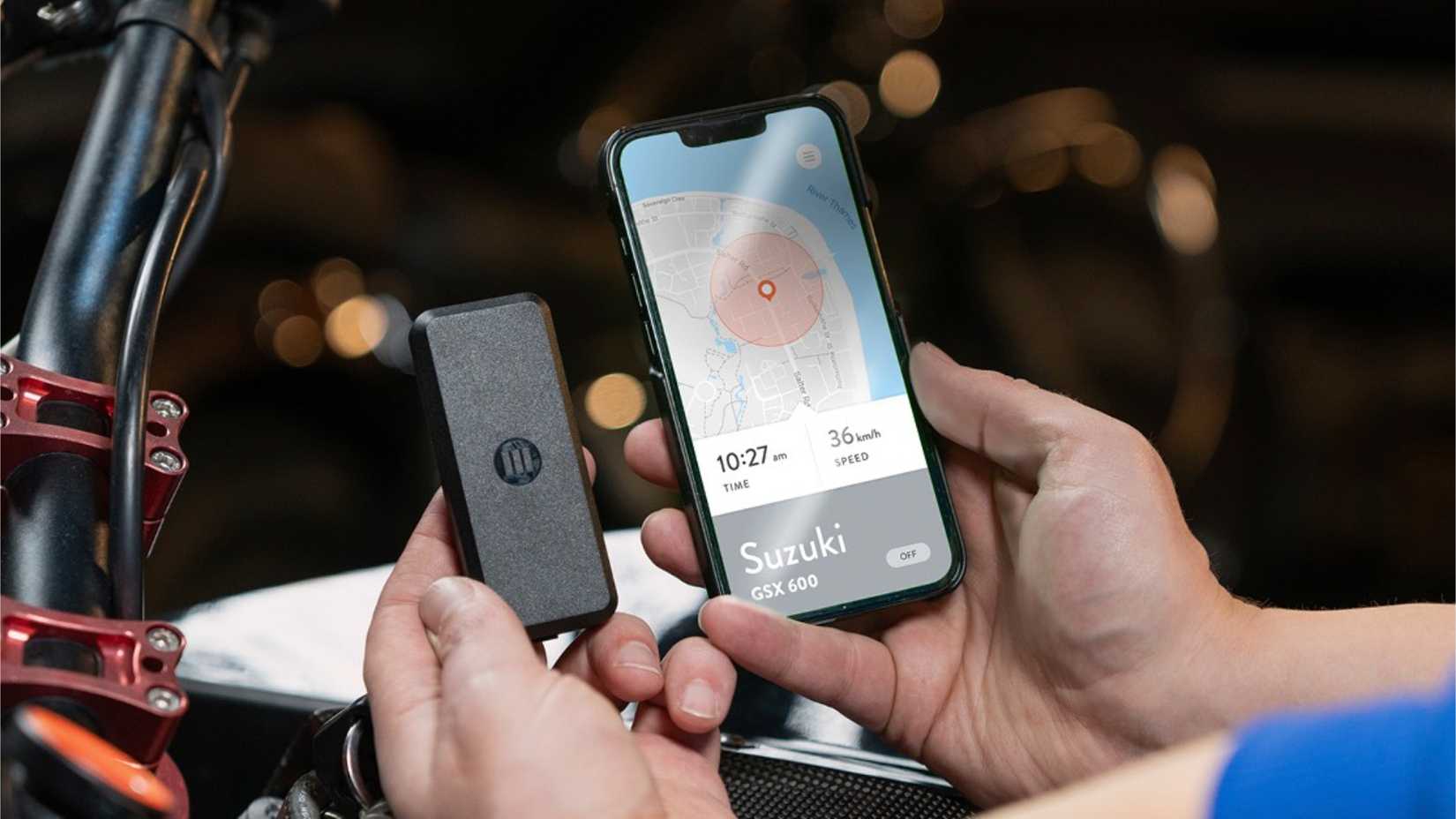 Monimoto 9 GPS Tracker showing location on the phone app