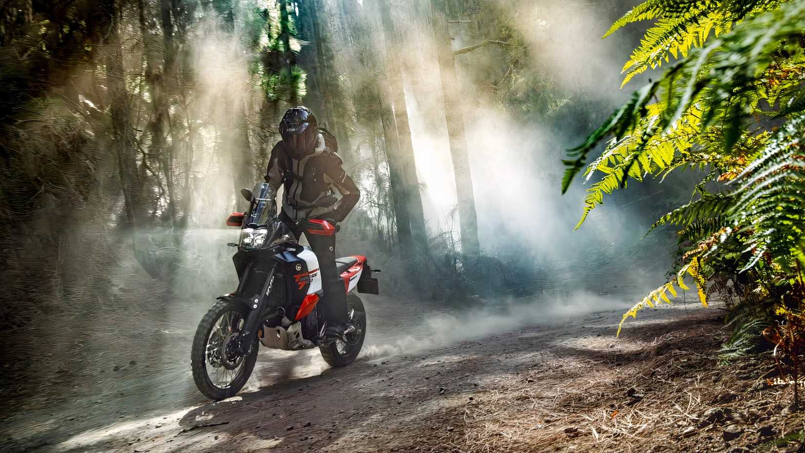 Foto de uma Yamaha Tenere 700 World Raid 2026 viajando off-road