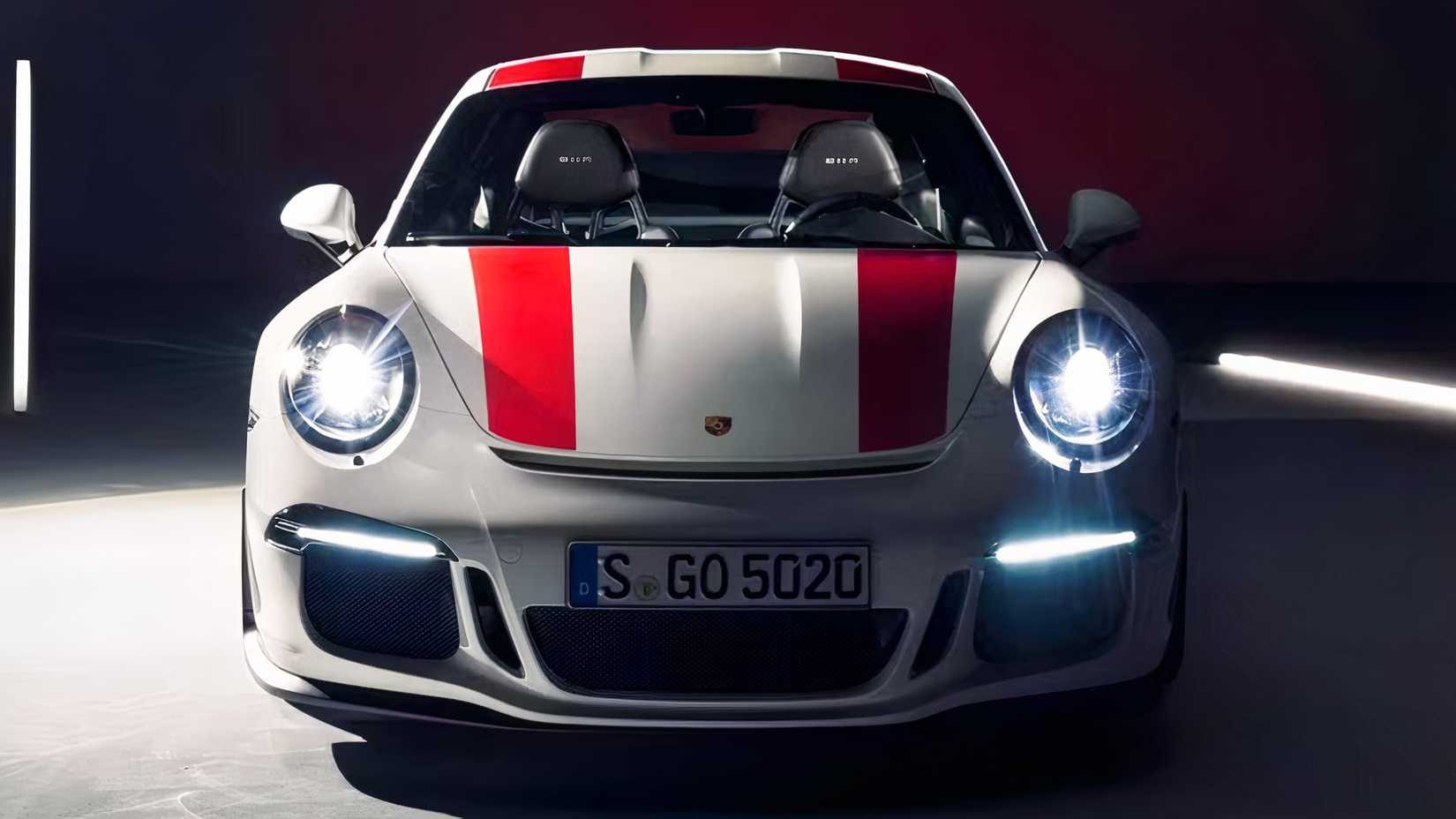 Front view of 2017 Porsche 911 R in studio