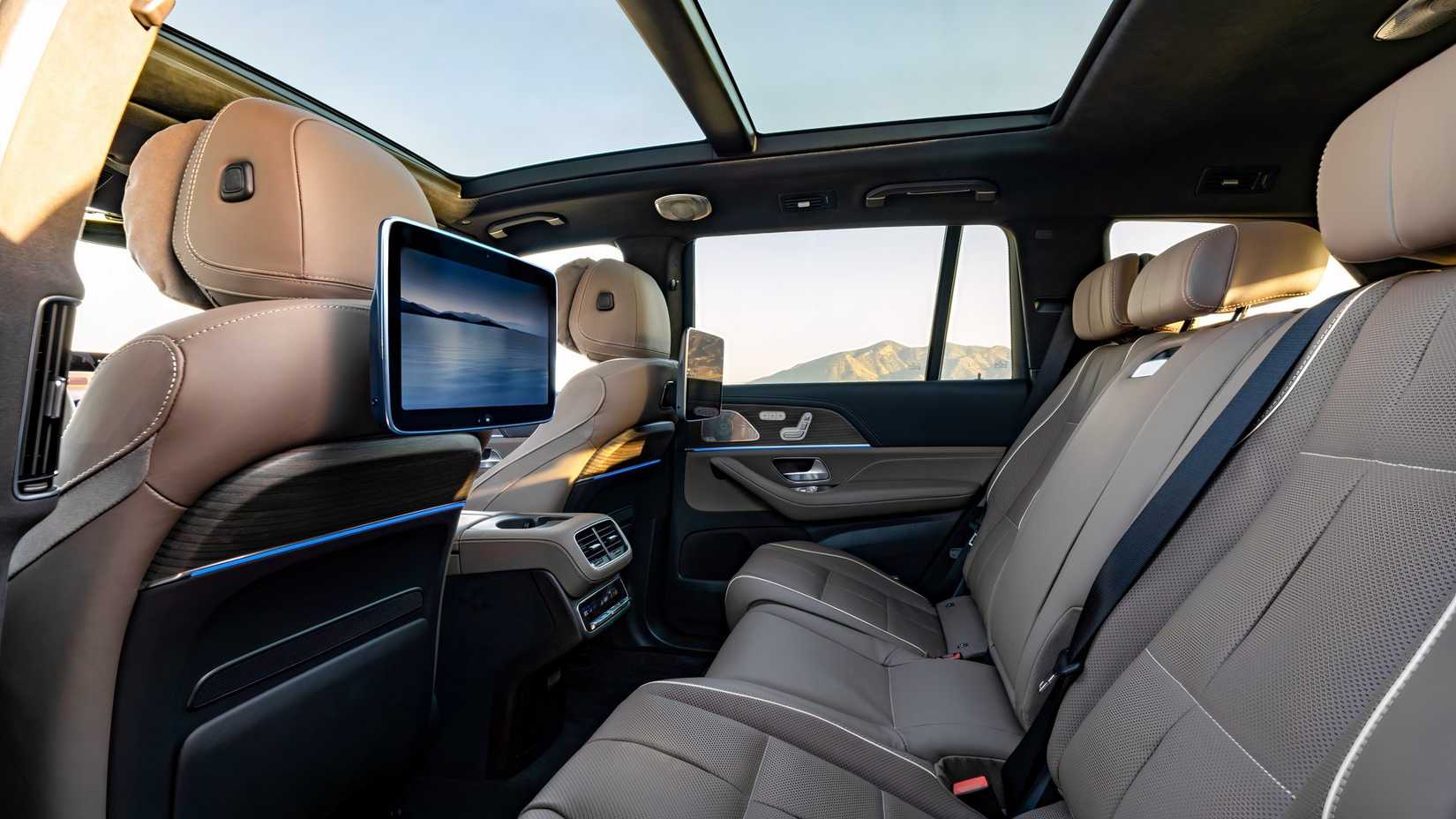 Interior shot of a 2027 Mercedes-Benz GLS's rear seating