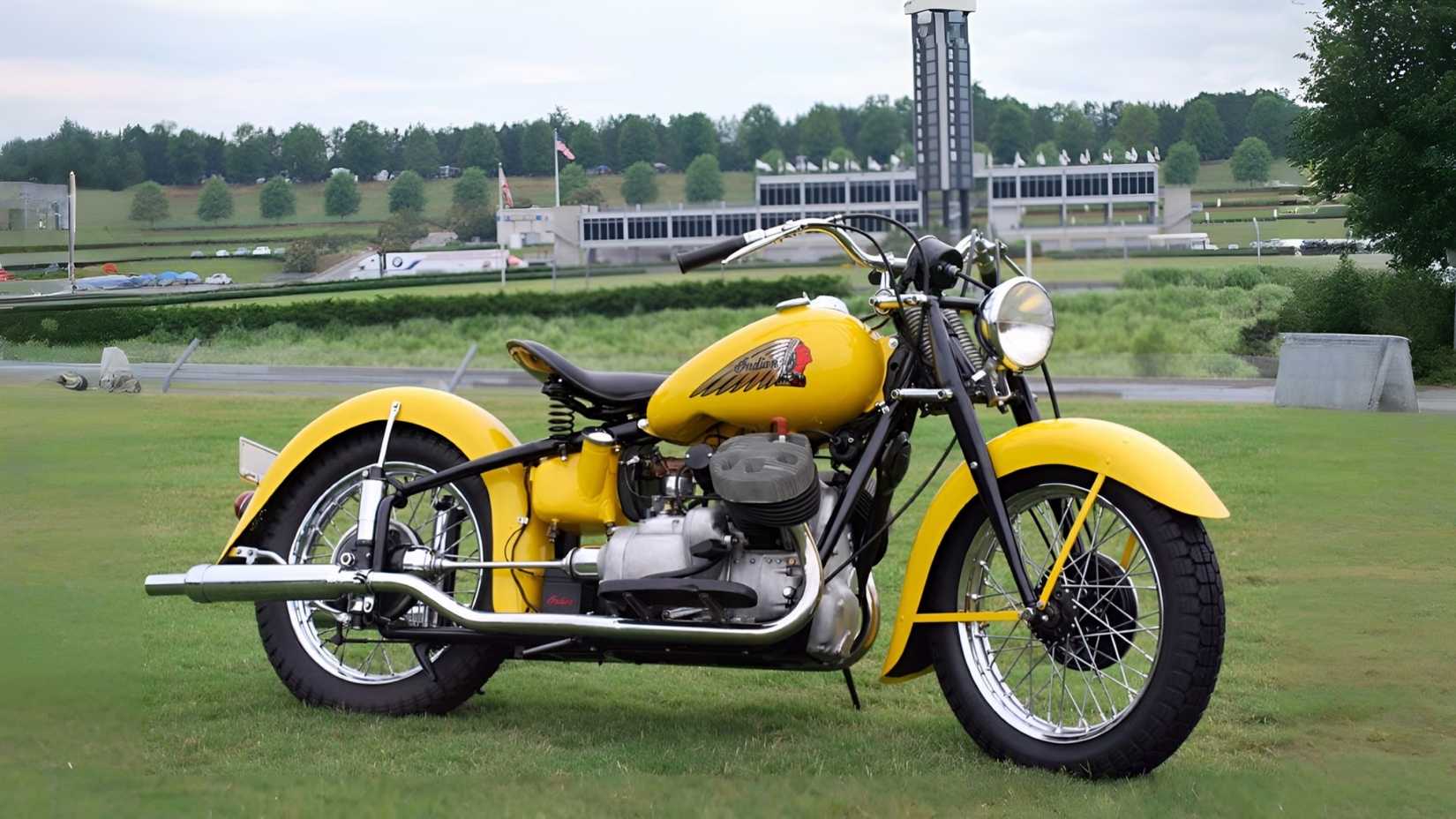 1941 Indian model 841 Civilian-spec in yellow front third quarter view