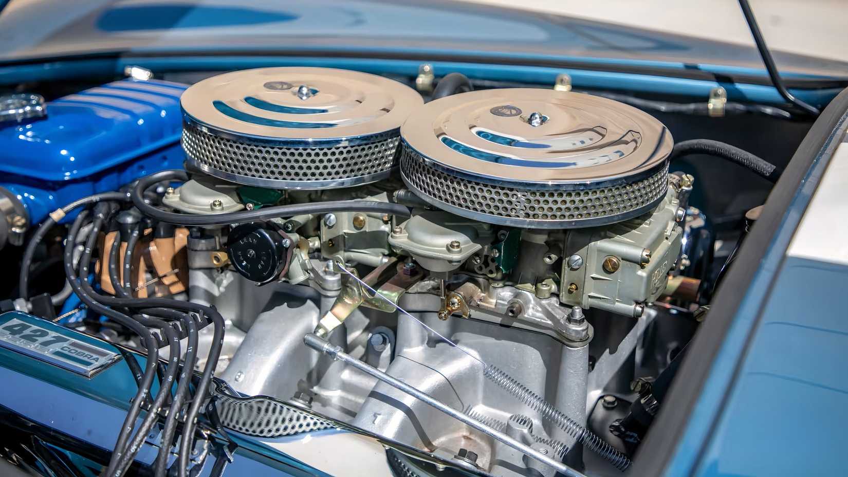 The engine bay of a 1967 Shelby 427 Cobra