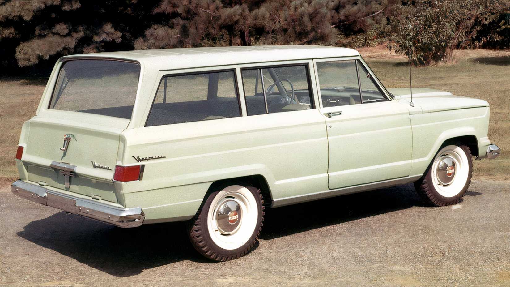 1980 Jeep Wagoneer rear 3/4 shot parked in lot