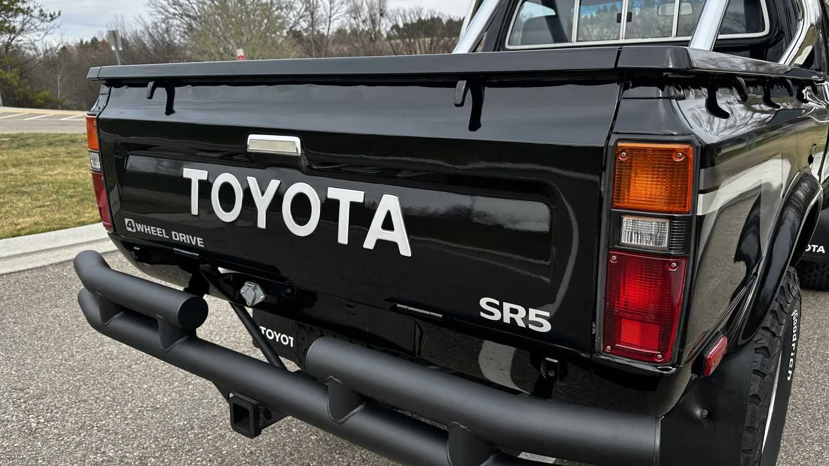 The tailgate view of a 1981 Toyota Pickup SR-5 4×4 5-Speed