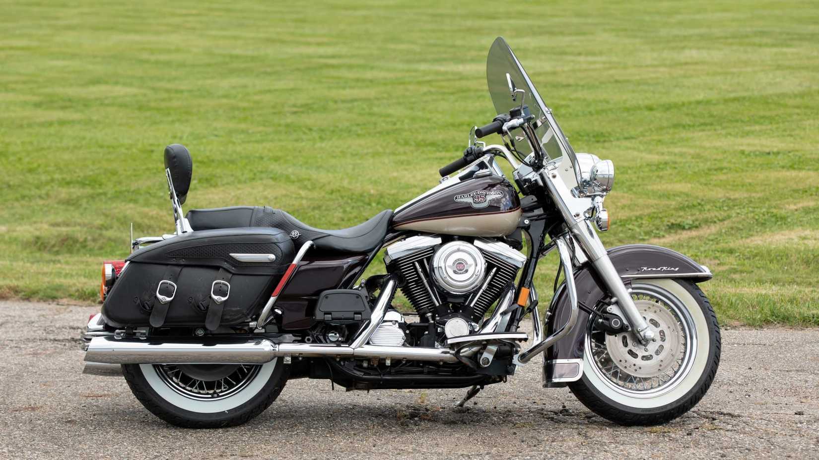 1998 Harley-Davidson Road King 95th Anniversary static profile shot parked roadside